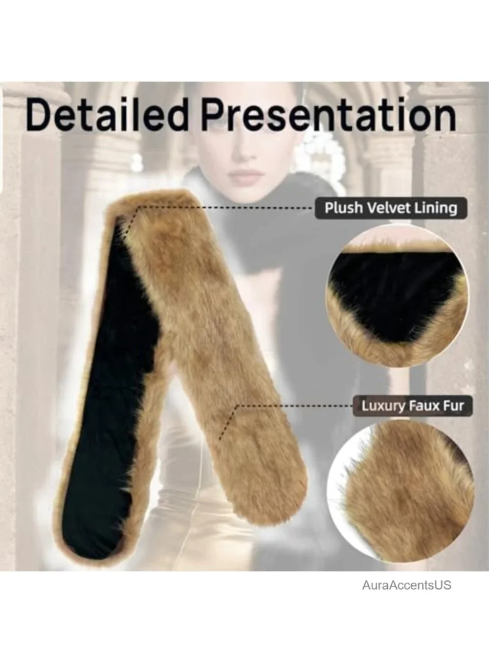 Faux Fur Shawl Wrap Stole Scarf for Women, Cold Winter Warm Neck Warmer, Party
